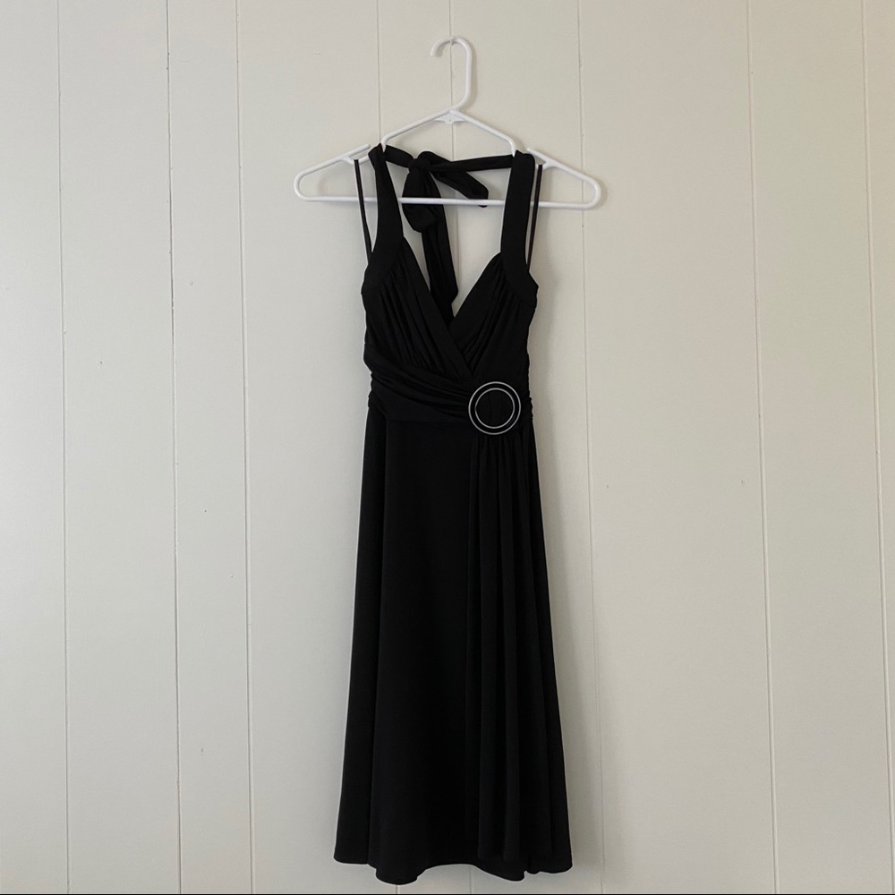 Black midi halter dress
